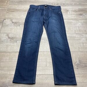 Paige Federal Jeans Mens 32x30 Dark Blue Slim Straight Stretch Denim Indigo
